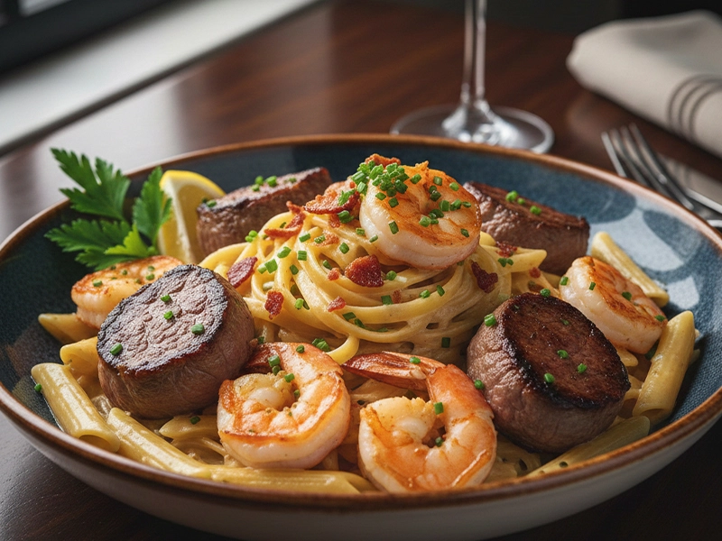 surf and turf pasta 